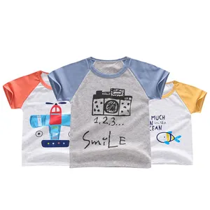 Модная Однотонная футболка ярких цветов с изображением животных для малышей футболка с короткими рукавами для маленьких мальчиков и девочек, размер США, унисекс, для детей от 6 до 3 лет
