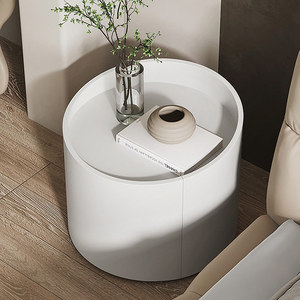 Italian Minimalist Small Unit Bedroom Furniture <strong>Circular</strong> Painted Wooden <strong>Bedside</strong> <strong>Table</strong> - Product Image 2
