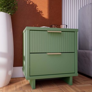 Sage Green Nightstand with Two <b>Drawers</b> Modern <b>Storage</b> Cabinet <b>for</b> Bedroom - Product Image 2