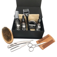 Boyfriend suami ayah Set hadiah terbaik Set minyak jenggot sisir Balsem sikat perawatan jenggot Kit pertumbuhan pria Set hadiah
