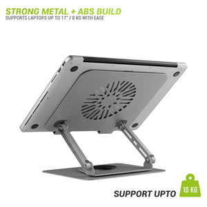 Desktop Adjustable Notebook Holder Riser Rotation Laptop Raiser Dual Shaft Laptop <b>Stand</b> with Cooling <b>Fan</b> - Product Image 3