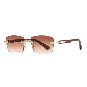 Nouvelles lunettes de soleil métalliques sans monture pour femmes, protection UV400, type 3, verres PC noirs, style européen tendance - Product Image 2