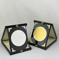 Boîte en bois noire pliable avec plaque de certificat en or et argent MH-FJ0192
