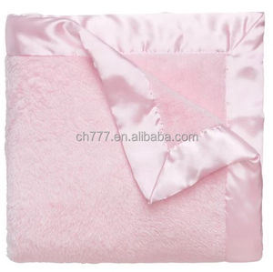 CH-ブランケット026在庫39*39インチサテントリムぬいぐるみエレガントフリースベビーブランケット - Product Image 1