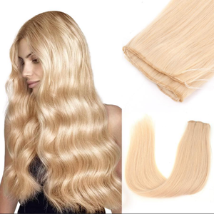 Extensions de cheveux humains blonds Remy russes, tissées à la main, double trame, double densité, couleur claire pour salon - Product Image 1