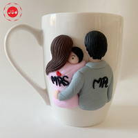 Mug de Noël en argile polymère fait à la main au design moderne, vente chaude