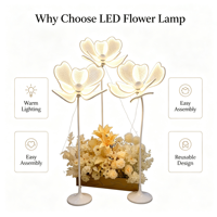 Lampadaire LED Lumineux en Forme de Pivoine, Hauteur Réglable, Kit d'Éclairage sur Pied à Pétales Lumineux pour Allée de Mariage, Chemin de Guidage, Salle de Banquet