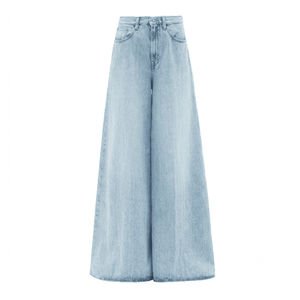 Jean en denim taille mi-haute à jambe large, en coton léger délavé, coupe ample, bleu uni, style vintage déchiré, respirant, style automne - Product Image 6
