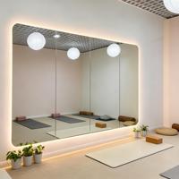 Miroir de Maquillage Mural LED à Intensité Réglable Personnalisé pour Yoga, avec Interrupteur Tactile, Design Art Déco, pour Salle de Sport et Studio