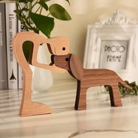 Figurine de chien en bois sculpté, design moderne, modèle rond, décoration pour la maison et le bureau, ornement de table de Noël