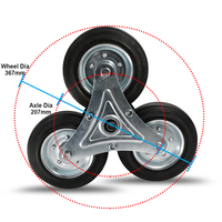 Roue de chariot d'escalade triangulaire de 6 pouces, capacité de 130 kg, en caoutchouc massif, pour chariot à main