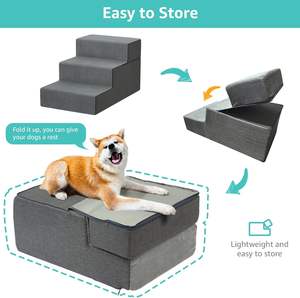 Hondentrappen voor hoge bedden om op hoog <span class=keywords><strong>bed</strong></span> te komen, 3-traps kattenhelling voor grote honden - Product Image 4