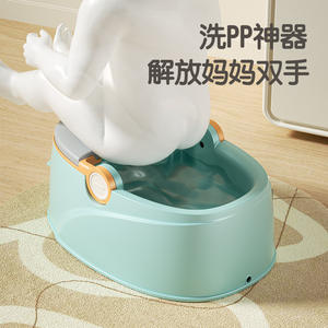 Bañera para bebé con asa para recién nacidos de 0 a 12 meses, herramienta de lavado de plástico para inodoro, diseño multifuncional de cuerpo recto grande - Product Image 3