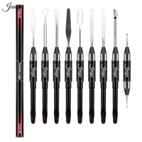 Outil de manucure en métal double tête pour le nail art : pinceau pour gel UV, racloir, bâtonnet triangulaire, outil de retrait, applicateur de points, coupe-ongles et pousse-cuticules