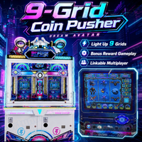 Machine à poussoir de pièces 4 joueurs, machine d'arcade à monnayeur, jeux de jackpot à 9 grilles connectables avec interface en anglais pour FEC