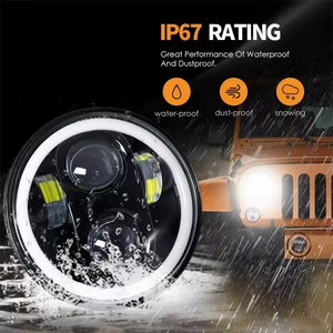 Faro LED de 5.75 Pulgadas con Aro Halo, Luz de Conducción con Ojo de Ángel, DRL Redondo de 5.75'' para Jeep Cherokee, Faro LED para Motocicleta - Product Image 6