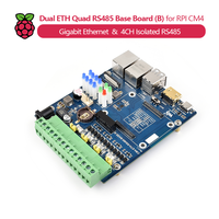 Papan Dasar RS485 Terisolasi 4 Saluran Ethernet Ganda (B) / Unit Lengkap Opsional, untuk Raspberry Pi CM4, Gigabit Ethernet, USB 2.0