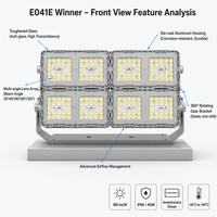 Projecteur LED extérieur pour stade, 180LM/W, module LED IP66, luminosité élevée et tension d'entrée AC100-240V, vente directe usine