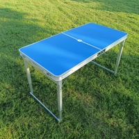 Ensemble de table de pique-nique pliable en aluminium avec 4 tabourets pliables, kit de table de camping portable pour l'extérieur, design avec rangement intégré