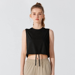 <span class=keywords><strong>T</strong></span>-<span class=keywords><strong>shirt</strong></span> senza maniche da donna abito da allenamento Casual da ragazza con canotta estiva regolabile con orlo - Product Image 1