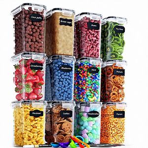 Set <span class=keywords><strong>di</strong></span> 12 Contenitori Ermetici Riutilizzabili in Plastica Senza BPA per Alimenti (2L Ciascuno) Organizzazione Dispensa <span class=keywords><strong>Cucina</strong></span> - Product Image 1