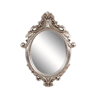 Cadre de miroir ovale baroque antique pour miroir de 40,5x50,5 cm, 62x85 cm en tout, cadre français vintage sculpté or et argent (cadre seul)