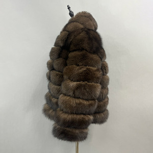 Nuovi Cappotti in <span class=keywords><strong>Pelliccia</strong></span> di Visone Color Zibellino, Lussuosi e Soffici Cappotti in Vera <span class=keywords><strong>Pelliccia</strong></span> di Volpe per Donna, per l'Inverno - Product Image 4