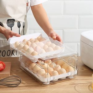 Vassoio portauova in plastica a 2 livelli con coperchio Organizer per uova per frigorifero scatola portaoggetti per uova a cassetto a 40 griglie - Product Image 5