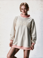 Sweat-shirt à col montant à pois pour femme, longueur allongée, avec logo brodé personnalisé, supporte la création de designs sur mesure