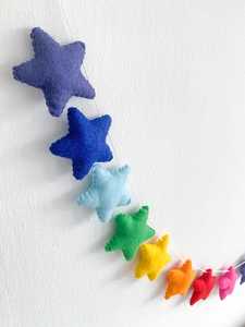 Etsy Handmade Cheap Diy Valentine Craft rainbow <strong>Nursery</strong> Decor Star <strong>Bunting</strong> Stuffed Felt Garland - Product Image 5