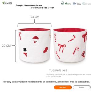 Cesta <span class=keywords><strong>de</strong></span> Almacenamiento Plegable ESiVON con Bordado <span class=keywords><strong>de</strong></span> Bastón <span class=keywords><strong>de</strong></span> Caramelo <span class=keywords><strong>de</strong></span> Santa Claus, Forro Rojo, Regalo Navideño, Organizador <span class=keywords><strong>de</strong></span> Juguetes - Product Image 3