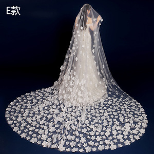 S2912F <span class=keywords><strong>2022</strong></span> Vente en gros Dentelle Longueur personnalisable Joli voile de mariée blanc long pour mariage et fête - Product Image 1