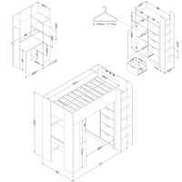 Cama alta infantil con escritorio y armario, litera de madera maciza blanca con escalera y cajonera, para niños, niñas, adolescentes y estudiantes