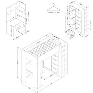 Cama Alta Multifuncional de Madera Maciza con Escritorio, Litera Combinada de Diseño Simple y Moderno - Product Image 5