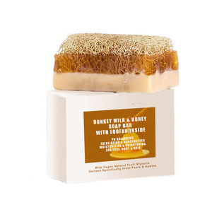 Donkey Milk Soap Honey Exfoliating Loofah Luffa Loofa scrub Soap Bar Brighten Moisturize Deodorant Handmade Glycerin Soaps Base