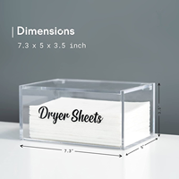 Distributeur de feuilles assouplissantes pour linge, moderne, en acrylique, résistant à l'eau, pré-assemblé pour bureau, avec couvercle à charnière et support transparent