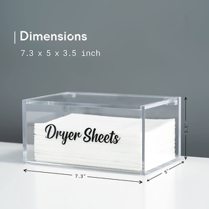 Distributeur de feuilles assouplissantes pour linge, moderne, en acrylique, résistant à l'eau, pré-assemblé pour bureau, avec couvercle à charnière et support transparent - Product Image 4