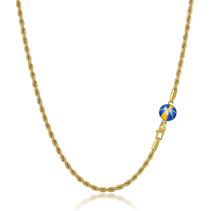 เครื่องประดับกีฬา ของขวัญบาสเก็ตบอล จี้เคลือบสีสันสดใส สายเชือกสแตนเลสชุบทอง 14K กันน้ำ สำหรับผู้ชาย - Product Image 6