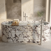 Tostone USA Standard Haute Qualité Hone Rouge Calacatta Viola Marbre Pierre Baignoire Autoportante Baignoire de Luxe pour Utilisation en Salle de Spa Intérieur