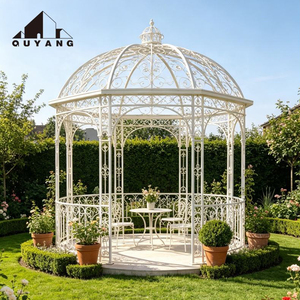 Gazebo en fer forgé vintage européen, <span class=keywords><strong>pavillon</strong></span> en métal forgé à la main pour la décoration de parcs et de villas en plein air - Product Image 3