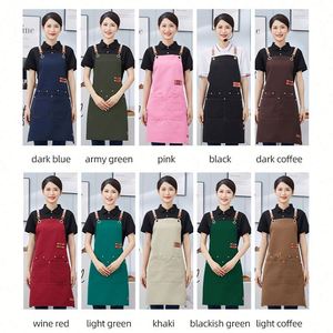 Tablier de travail personnalisé avec logo, en coton, ajustable, avec poches, style long, pour femmes et hommes - Product Image 3
