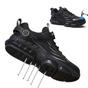 รองเท้าบูททำงานแบบมีปุ่มหมุนสีดำ น้ำหนักเบา รองเท้าผู้ชายแบบมีปุ่มหมุนสีดำ รองเท้าผ้าใบทำงาน หัวรองเท้าคอมโพสิต - Product Image 3