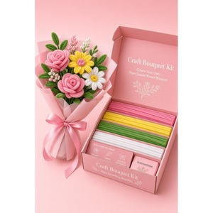 Kit de Manualidades con Tallos de Chenilla para Arreglos Florales, en Rosa, Verde, Amarillo y Blanco - Product Image 5