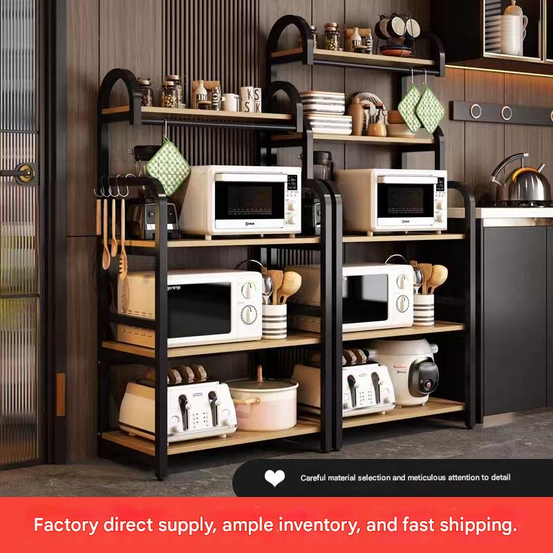 Multi-functional 5 Layers Kitchen Storage Rack - Wood & Metal
