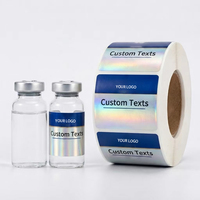 Autocollants en vinyle holographique personnalisés, étiquettes de logo imperméables pour flacons de 3 ml et usage en laboratoire, faible MOQ