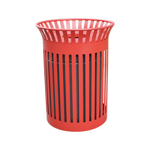 Ngoài Trời Đường Phố Vòng Slatted Kim Loại Rác Chất Thải <span class=keywords><strong>Bin</strong></span> Bên Ngoài Thép Tái Chế Thùng Rác Container Công Viên Thùng Rác Có Thể Thùng Rác Receptacle - Product Image 3