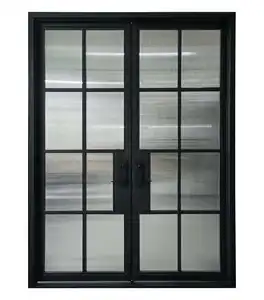 Hochwertiger Schlussverkauf moderne Glas-Innentüren französischer Stil Außenbereich Doppelglas schmiedeeiserne Türen für Villa