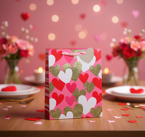 Borsa Regalo Mi House Market Media con Motivo a Cuori in Plastica per San Valentino - Product Image 2