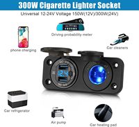 Prise USB en alliage d'aluminium 12-24V avec écran de surveillance de tension QC3.0, certifiée CE, adaptateur allume-cigare 250W