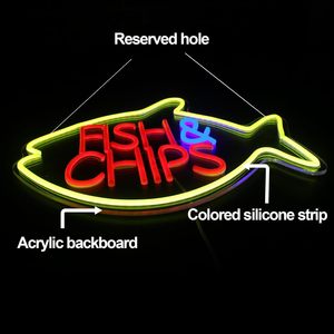 Enseigne lumineuse personnalisée en acrylique à LED pour logo d'entreprise IP65 Fish & Chips Shop Design Décoration murale pour magasin - Product Image 4